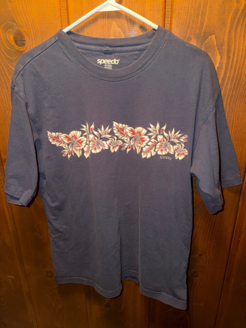Speedo Navy Tee with Red and White Floral Band